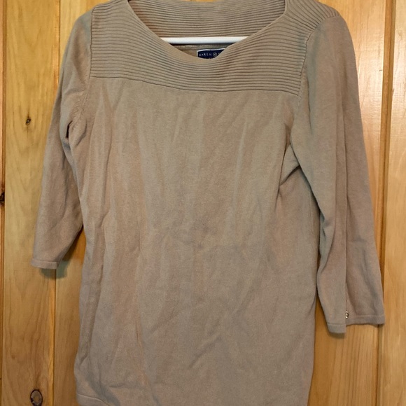 Karen Scott Petites Women’s Tan Long-Sleeve Sweater - Picture 3 of 6